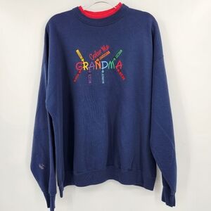 MC Sportswear Sweatshirt Color Me Grandma Sweatshirt Womens Size XL Navy Blue